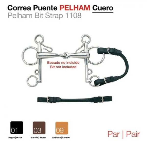 CORREA PUENTE PELHAM CUERO PAR NEGRO