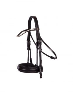 BR BRIDLE SHEFFIELD WIDE NOSED / BENT SW BRB BLACK/SILVER FULL