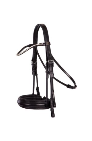BR BRIDLE SHEFFIELD WIDE NOSED / BENT SW BRB BLACK/SILVER FULL
