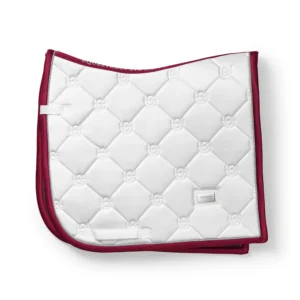 DRESSAGE SADDLE PAD WHITE PERFECTION BORDEAUX - EQUESTRIAN STOCKHOLM