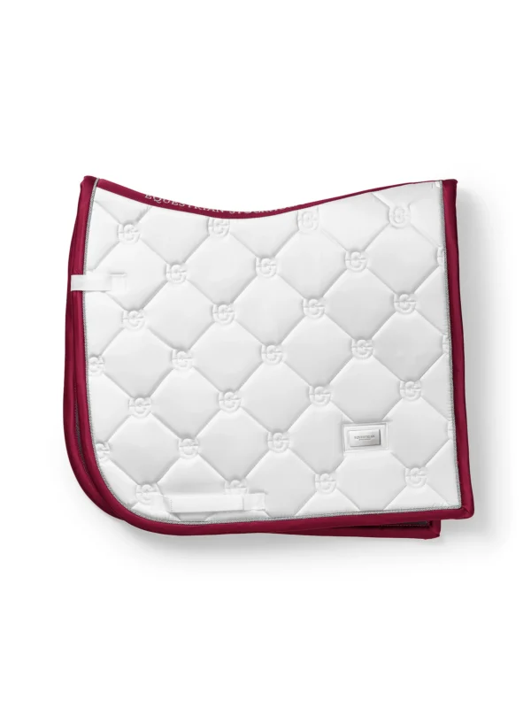 DRESSAGE SADDLE PAD WHITE PERFECTION BORDEAUX - EQUESTRIAN STOCKHOLM