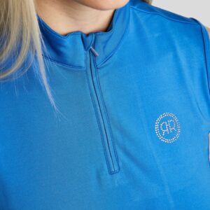 REBEL SLEEVELESS TRAINING SHIRT WITH ROSEGOLD LOGO PRINT STRONG - BLUE