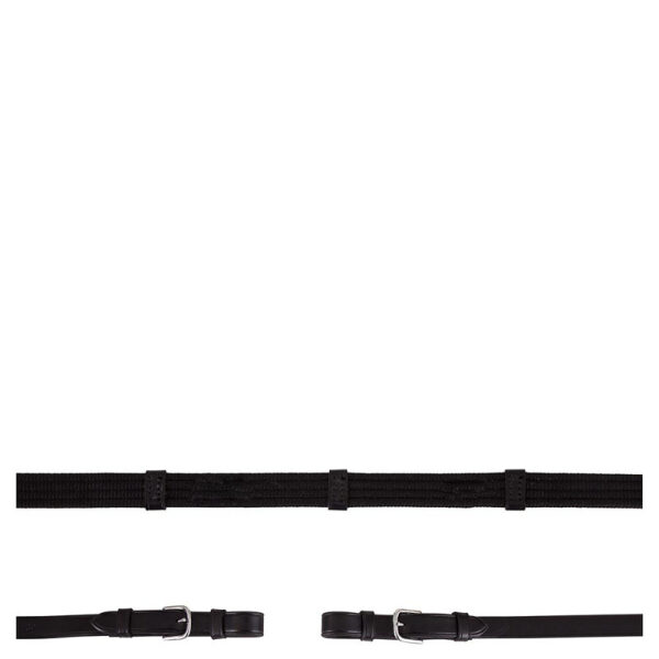 BR WEB REIN 19MM ROUND BUCKLES BLACK/SILVER PONY