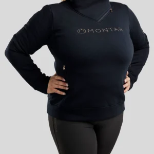 NAJA DARK NAVY SIDE NECKZIPPER ROSEGOLD CRYSTALS CURVE