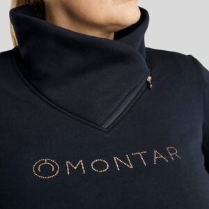 NAJA DARK NAVY SIDE NECKZIPPER ROSEGOLD CRYSTALS CURVE