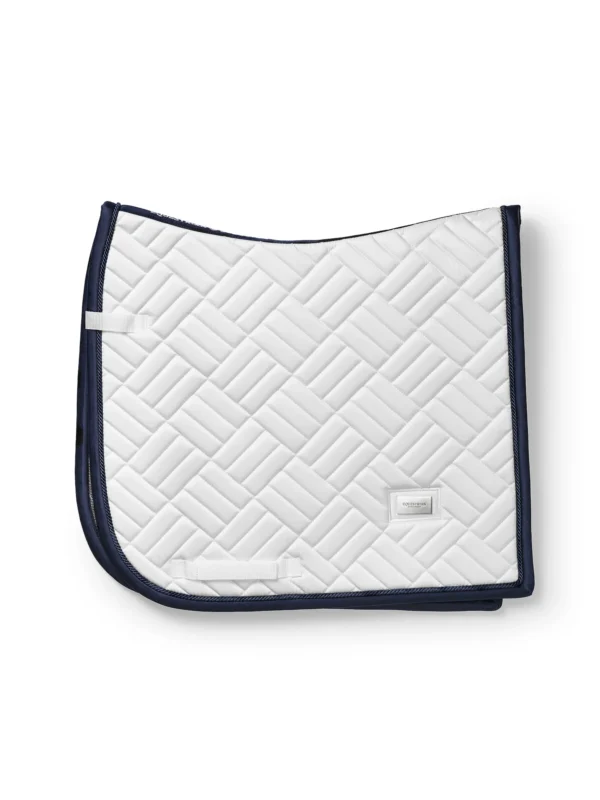 DRESSAGE SADDLE PAD MODERN WHITE NAVY FULL - EQUESTRIAN STOCKHOLM