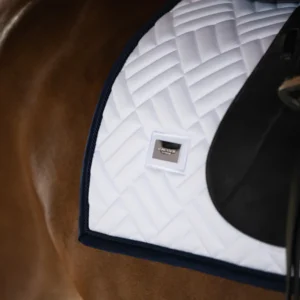 DRESSAGE SADDLE PAD MODERN WHITE NAVY FULL - EQUESTRIAN STOCKHOLM