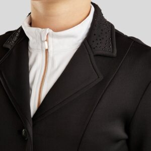 JUNIOR COMPETITION JACKET WITH BOW BELT AND TONE IN TONE CRYSTALS BLACK