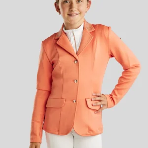 JUNIOR COMPETITION JACKET WITH BOW BELT AND TONE IN TONE CRYSTALS WATERMELON