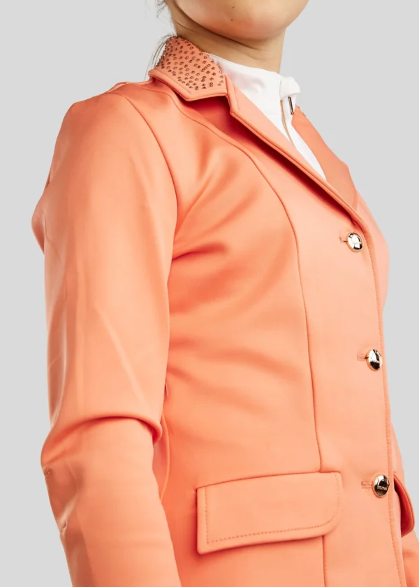 JUNIOR COMPETITION JACKET WITH BOW BELT AND TONE IN TONE CRYSTALS WATERMELON - Imagen 3