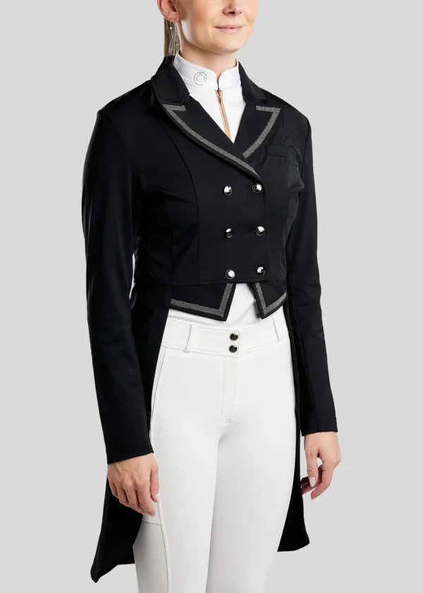 MOGLORIA GUN METAL CAVIAR TAPE AND CRYSTAL TAILCOAT