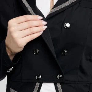 MOGLORIA GUN METAL CAVIAR TAPE AND CRYSTAL TAILCOAT