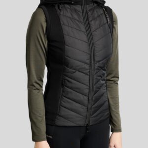 MOEVERLINE HYBRID BODYWARMER W DETACHABLE HIID W GOLDEN QUARTZ CRYSTSALS BLACK