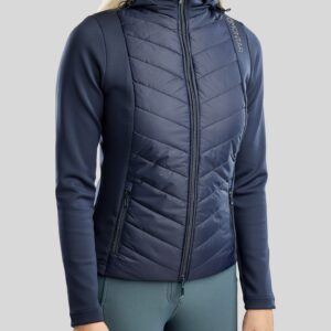 MOEVERLINE HYBRID JACKET W DETACHABLE HOOD W GOLDEN QUARTZ CRYSTSALS NAVY
