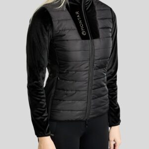 MOEVERLINE HYBRID JACKET WITH VELVET AND GOLDEN QUARTZ CRYSTALS BLACK