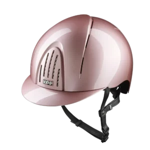 KEP SMART NOVA METAL POLISH PINK STANDARD PEAK BLACK CHINSTRAP SIZE M